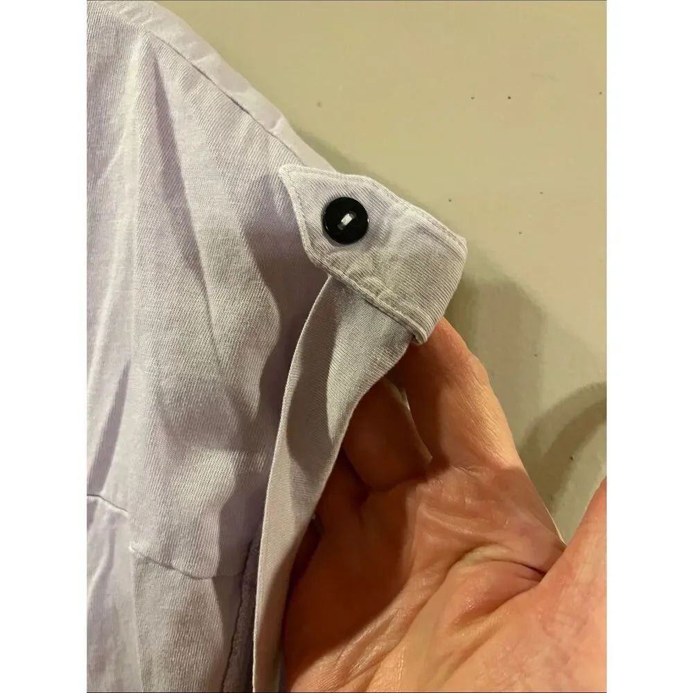 Women's Lavender Button-Front Short Sleeve Top - Picture 3 of 8